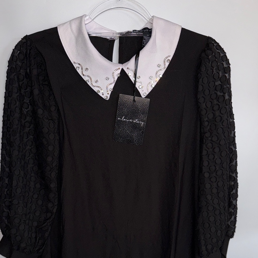 Black Blouse with White Collar